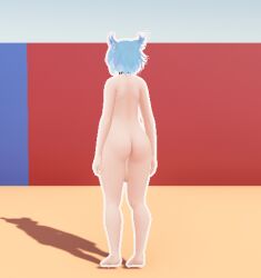 3d_model ass big_ass blue_eyes blue_hair blueysenpai femboy naked papervrc solo virtual_reality vr vrchat vrchat_avatar