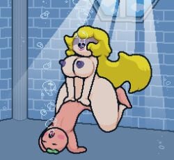 1boy 1girls breasts drowning erect_nipples female hi_res human human_only jolly_roger_bay light-skinned_female light-skinned_male light_skin male male/female mario_(series) nintendo original_character princess_peach super_mario_64 tomato_(okami_tomato) underwater zxtomatofan