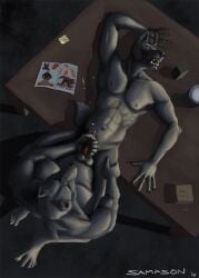 2020 5_fingers 5_toes abs anal anthro anthro_on_anthro anthro_penetrated anthro_penetrating anthro_penetrating_anthro arm_tuft balls black_claws black_nose black_pawpads bodily_fluids box canid canine canis chin_tuft claws closed_eyes container cum cum_on_belly cum_on_body cum_on_penis cum_on_table cum_while_penetrated digital_media_(artwork) digital_painting_(artwork) duo elbow_tuft english_text erection facial_tuft father_(lore) father_and_child_(lore) father_and_son_(lore) feet finger_claws fingers fluffy fluffy_tail fur furniture genital_fluids genitals grey_body grey_fur grey_nipples hand_behind_head hand_on_penis hand_on_table humanoid_feet incest_(lore) inside knot leg_grab legs_around_partner looking_pleasured lying magazine male male/male mammal masturbation muscular muscular_anthro muscular_male nails navel nipples on_back on_table open_magazine open_mouth organs orgasm_face parent_(lore) parent_and_child_(lore) parent_and_son_(lore) pawpads pecs penetration penile penile_masturbation penis penis_grab pink_penis plantigrade porn_magazine pornography post-it_note reach_around sampsonwoof serratus sex shaded signature son_(lore) spread_toes standing table table_lotus_position table_sex tail teeth text thigh_grab toe_claws toes tongue tuft wolf