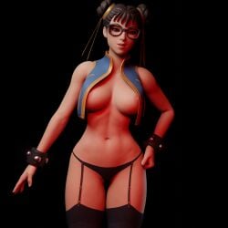 asian black_legwear chun-li chun-li_(fortnite) fortnite half_naked tagme