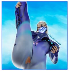 big_ass clothed clothed_female clothing exposed_pussy female female_only fondling fondling_breast fortnite legs_up looking_at_viewer mask masked masked_female mizuki_(fortnite) mostly_clothed mostly_clothed_female pinup pose posing pussy solo solo_female the_collectorhd wardrobe_malfunction