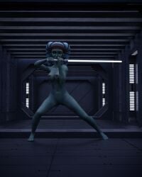 1girls 3d aayla_secura clone_wars female female_only jedi lightsaber pinup pollonix13 solo star_wars venator-class_star_destroyer