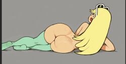 2d back_view blonde_hair im_nayu74 leni_loud long_hair naked nickelodeon nicktoons no_bra no_panties nude original_character the_loud_house thighhighs thighs