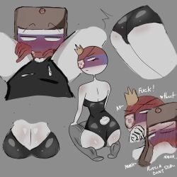 ass blush breasts bunnysuit countryhumans countryhumans_girl pussy_eating russia_(countryhumans) serbia_(countryhumans)