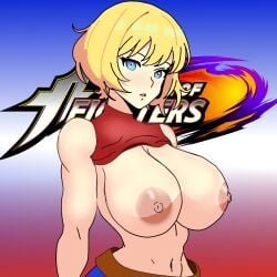 1girls big_breasts big_breasts blonde_hair blue_eyes blue_mary bra_lift breasts breasts breasts breasts_out busty cute_face female huge_breasts king_of_fighters light-skinned_female light_skin looking_at_viewer nipples pants short_hair showing_breasts tank_top tank_top_lift tits_out voluptuous voluptuous_female