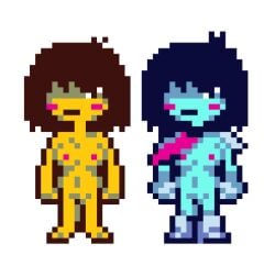 1girls accurate_art_style armor blush blushing_at_viewer deltarune embarrassed embarrassed_nude_female female_focus female_only functionally_nude genderswap_(mtf) kris_(deltarune) kris_female_(deltarune) nude nude_edit nude_female on_model partially_clothed revealing_clothes rule_63 sprite_art sprite_edit transparent_background