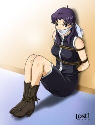 bondage bondage bound female female_focus female_only gag gagged human misato_katsuragi neon_genesis_evangelion purple_hair submissive submissive_female