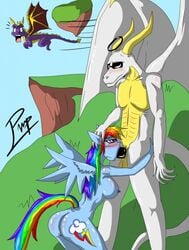 anthro crossover friendship_is_magic my_little_pony pervertpumpkin rainbow_dash_(mlp) smooth_skin spyro spyro_the_dragon