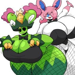 adriana_(rubyqm) big_breasts breasts cleavage eeveelution game_freak huge_breasts maractus omegabrawl pokemon pokemon_(species) selene_(itsawulf) sylveon tagme thick_thighs wide_hips