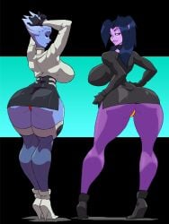 2girls alien alien_girl alien_humanoid asari ass big_ass big_breasts bioware blue-skinned_female blue_body breasts bust busty chest curvaceous curvy curvy_figure digital_media_(artwork) electronic_arts female hair_tentacles hips hourglass_figure huge_ass huge_breasts humanoid large_ass large_breasts legs liara_t'soni mass_effect mature mature_female pseudo_hair purple-skinned_female purple_body purple_skin quarian slim_waist tali'zorah_nar_rayya tentacle_hair theoverloader thick thick_hips thick_legs thick_thighs thighs voluptuous voluptuous_female waist wide_hips