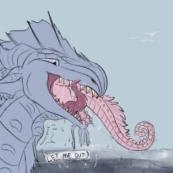 bodily_fluids casual_vore caught dragon duo feral frillsnfangs hi_res mythological_creature mythological_scalie mythology saliva scalie sea seawing_(wof) swallowing tongue tribrid_(wof) unaware_pred unwilling_prey vore water wet wings_of_fire