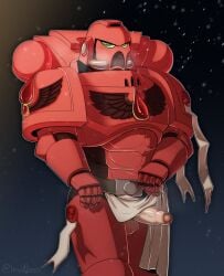 1boy adeptus_astartes armor blood_angels blush erection helmet imperium_of_man lewdbees_(artist) male_only masked_male penis penis_out post-human purity_seal space_marine warhammer_(franchise) warhammer_40k