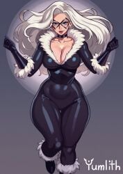 1girls antiheroine big_breasts black_cat_(marvel) blue_eyes bodysuit breasts choker cleavage collar curvy domino_mask felicia_hardy female female_human female_only fit_female full_lips fur_trim gloves hand_on_hip huge_breasts human human_only large_breasts long_hair marvel marvel_comics mask mature_female simple_background slim_waist smile solo solo_female spider-man_(series) superheroine tagme thick_thighs thighs white_hair wide_hips yumlith