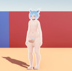 3d_model big_penis blue_eyes blue_hair blueysenpai cock cock_out femboy naked papervrc solo throbbing_penis virtual_reality vr vrchat vrchat_avatar