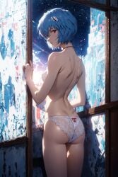 ai_generated ass ayanami_rei back_view neon_genesis_evangelion neopn_genesis_evangelion rei_ayanami topless underwear