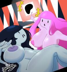 2girls adventure_time big_areola big_ass big_breasts big_butt big_nipples big_thighs black_hair breasts cartoon_network female female_focus female_only grey_body grey_skin hi_res highres huge_ass huge_breasts huge_butt huge_nipples huge_thighs long_hair marceline meme naked naked_female patreon pink_body pink_hair pink_nipples pink_skin pointing princess_bubblegum straight_hair thedorodaddy thick_ass thick_hips thick_legs thick_thighs warner_brothers wide_hips wojak_comics yuri