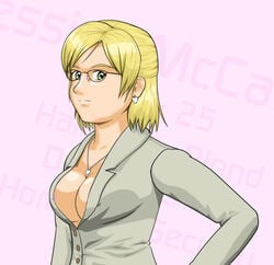 big_breasts blouse breasts business_suit business_woman capcom darklink570 dead_rising jessica_mccarney lipstick nipples office_lady suit tagme white_blouse white_shirt