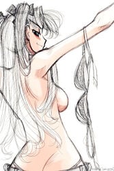 1girls ass blue_eyes bra breasts fate/stay_night fate_(series) female lingerie long_hair looking_back mike's_room mike156 sketch solo tohsaka_rin type-moon underwear undressing