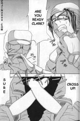 2boys bara black_and_white cap censored censored_penis clark_still comic comic_page doujinshi english_text gay glasses gloves ikari_warriors japanese_text king_of_fighters low_res lowres male male/male male_only military military_uniform monochrome muscular muscular_male penis penis_out penis_through_fly ralf_jones saigado snk tagme text translated video_games yaoi zipper zipper_down