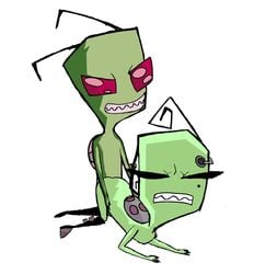 1boy 1girls alien alien_girl antennae female green_skin invader_zim irken male sex sex_from_behind smooth_skin tagme tak tak_(invader_zim) zim