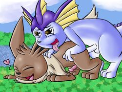 buggery eevee eeveelution fur furry interspecies kuto male male_only multiple_males nintendo no_humans nudity outdoors penis pokémon_(species) pokemon pokemon_(species) side_view vaporeon yaoi