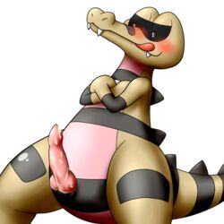 closed_mouth crossed_arms feral krokorok male male_only nude pokemon solo standing tagme tail