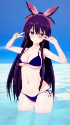 angelxd ass bikini breasts date_a_live light-skinned_female purple_eyes purple_hair sea thighs yatogami_tohka