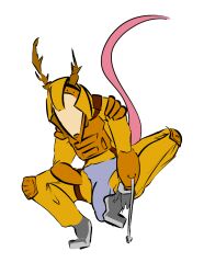 animal_humanoid anthro antlers armor astronaut clothing colored digital_drawing_(artwork) digital_media_(artwork) fur genitals grappling_hook grey_body grey_fur headgear helmet hi_res horn horned_helmet humanoid male mammal mammal_humanoid murid murid_humanoid murine penis rat rodent rodent_humanoid sigmand solo spacesuit weltraum_rausch_(sigmand) yellow_clothing