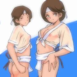 2girls artist_request breasts brown_hair emma_sheen female gundam headband human large_breasts light-skinned_female light_skin mirai_yashima mobile_suit_gundam multiple_girls see-through short_hair tagme zeta_gundam