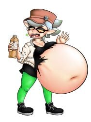 after_vore animal_humanoid belly big_belly burping cephalopod cephalopod_humanoid clothing female hi_res humanoid inkling jaxbeef marie_(splatoon) marine marine_humanoid mollusk mollusk_humanoid nintendo oral_vore same_size_vore solo splatoon torn_clothing vore vore_belly