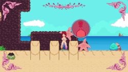 animated beach cum cum_in_pussy defeated female maya_(mystic_knight_maya) mystic_knight_maya pixel_animation pixel_art redhead semen sound tagme vaginal_penetration video