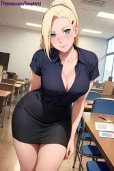 1girls ai_generated bare_chest bare_thighs big_breasts blonde_hair blue_eyes boruto:_naruto_next_generations breasts cleavage female female_focus formal formal_clothes formal_wear hair_over_one_eye huge_breasts indoors ino_yamanaka large_breasts legs_together light-skinned_female light_skin long_hair mature mature_female milf nai_diffusion naruto naruto_(series) naruto_shippuden office office_lady patreon_username revealing_clothes skimpy skimpy_clothes stable_diffusion temptart unbuttoned unbuttoned_shirt url very_long_hair voluptuous watermark web_address wide_hips