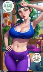 3girls armpits aroma_sensei breasts bust busty caroline_(stardew_valley) chest curvaceous curvy curvy_figure cute cute_face digital_media_(artwork) farmer_(stardew_valley) female female_focus green_eyes hips hourglass_figure huge_breasts human jodi_(stardew_valley) legs light-skinned_female light_skin lips mature mature_female multiple_girls robin_(stardew_valley) slim_waist sports_bra stardew_valley thick thick_hips thick_legs thick_thighs thighs voluptuous waist wholesome wide_hips yoga_pants