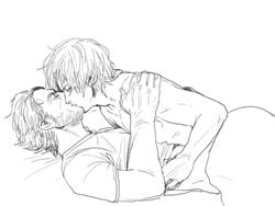 human kissing male male_only metal_gear metal_gear_solid multiple_males raiden raiden_(metal_gear) solid_snake yaoi