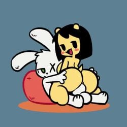 animated ass black_hair commission cum cum_in_ass cum_overflow mob_face no_sound original original_character rabbit tagme video yellow_fur yopy yuh_(yopy)