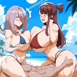 ai_generated breasts cowgirl_position facesitting huge_breasts kagari_atsuko little_witch_academia novelai sex sucy_manbavaran surprised threesome