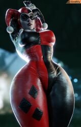 1girls 3d 3d_(artwork) artist_name batman:_arkham_knight batman_(series) big_breasts big_thighs bodysuit child_bearing_hips clussy curvaceous curvy curvy_figure dc dc_comics dutch_angle eyes_closed female female_only harley_quinn harley_quinn_(classic) harley_quinn_(injustice) hourglass_figure huge_breasts injustice_2 large_breasts slim_waist smitty34 solo solo_female thick_hips thick_thighs villain villainess voluptuous voluptuous_female wide_hips