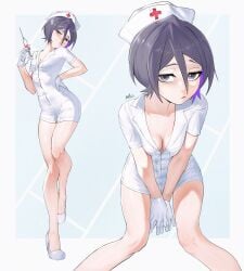 1girls bleach bleach:_the_thousand-year_blood_war female female_only gloves kuchiki_rukia nurse nurse_clothing nurse_uniform petite petite_female short_hair skinny small_breasts smaller_female solo syringe tomboy waligner