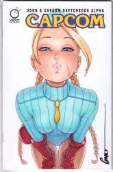 alternate_costume blonde_hair blue_eyes braids cammy_white capcom garrison_cap kissing leotard omar_dogan smooch street_fighter street_fighter_alpha