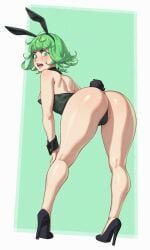 1girls ass black_bunnysuit bubble_ass bubble_butt bunny_ears bunny_tail bunnysuit detached_collar fake_animal_ears female female_focus female_only green_eyes green_hair high_heels leotard looking_at_viewer one-punch_man pale-skinned_female pale_skin rizdraws solo solo_female solo_focus source_request stiletto_heels tatsumaki thick_thighs thighs very_high_heels wrist_cuffs year_request