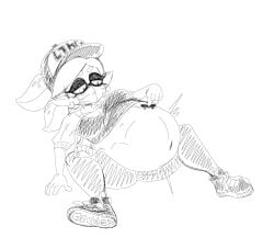 1girls after_vore belly big_belly female hi_res humanoid jaxbeef marie_(splatoon) mask nintendo oral_vore same_size_vore sketch solo splatoon stomach_bulge tech_deck vore vore_belly