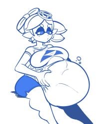 1girls absurd_res after_vore belly big_belly breasts clothing female hi_res humanoid jaxbeef marie_(splatoon) nintendo oral_vore same_size_vore solo splatoon stomach_bulge torn_clothing vore vore_belly