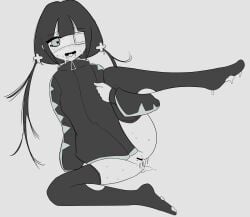 blush blushing censored cum cum_drip cum_in_pussy cum_inside cum_on_feet cum_on_thighhighs drool drooling flat_chest heart-shaped_pupils inabakumori leg_up long_hair long_sleeves looking_at_viewer mv_character open_mouth osage-chan spread_legs tagme tagme_(artist) thigh_highs thighhighs tongue tongue_out