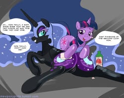 ass friendship_is_magic horn mew_(artist) my_little_pony nightmare_moon nightmare_moon_(mlp) princess_luna_(mlp) pussy smooth_skin text twilight_sparkle_(mlp) unicorn