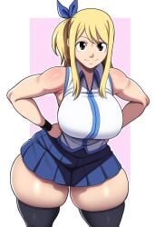 1girls ai_generated big_breasts blonde_hair breasts_bigger_than_head brown_eyes fairy_tail female huge_breasts large_breasts lucy_heartfilia mullon novelai solo solo_focus thick_thighs voluptuous voluptuous_female