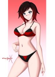 2d alternate_costume artist_name breasts female female_only light-skinned_female light_skin looking_at_viewer pale-skinned_female pale_skin ruby_rose rwby solo sonicheroxd watermark