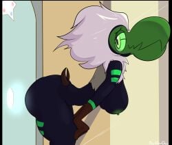 1girls anthro areolae ass bent_over big_ass big_breasts breasts centipeetle davidsanchan female female_only glory_hole nephrite_(steven_universe) nipples nude nude_female presenting presenting_hindquarters side_view solo steven_universe thick_thighs wide_hips