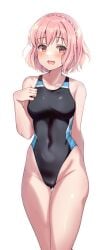 breasts date_a_live light-skinned_female pink_eyes pink_hair short_hair sonogami_rinne swimsuit thighs