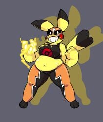 big_breasts breasts cosplay_pikachu female pikachu pikachu_libre pokémon_(species) pokemon spr1ngh3ll thick_thighs wide_hips