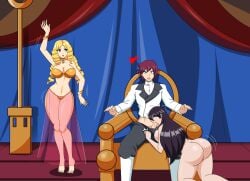 absurdres bambietta_basterbine big_ass big_breasts blowjob breasts dancer dancer_girl dancing dlobo777 fellatio femsub happy_trance harem_outfit karyu_ginsora_(saibot) maledom oral original penis princess_caelia_(kachopper9) quincy shocked_expression
